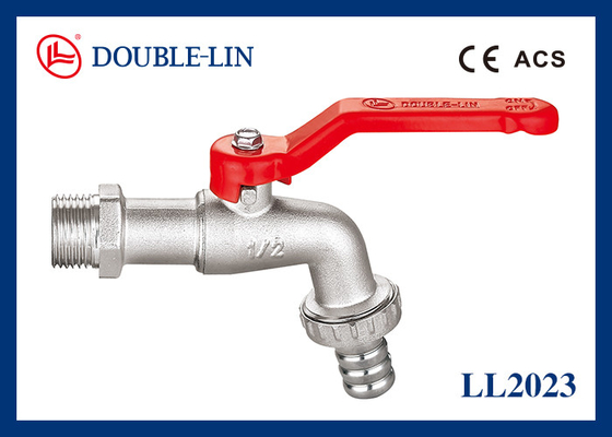 Vòi nước bằng đồng thau có tay cầm thép 1/2" x 3/4" SS304