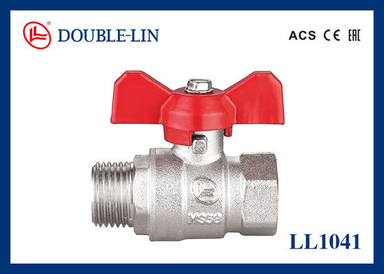 Van bi đồng thau 25 Bar với tay cầm chữ T, từ 1/4 " đến 1 1/4 "  Đực X Cái