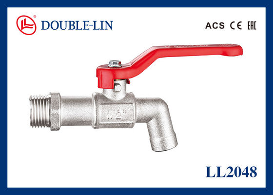 Vòi nước bằng đồng thau 1/2" * 3/4" tay cầm nhôm, gioăng PTFE