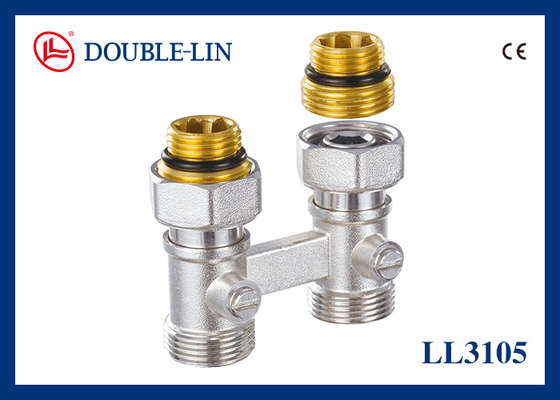 Ventil tản nhiệt bằng đồng ống kép ISO228 Thread F3/4' X M3/4"