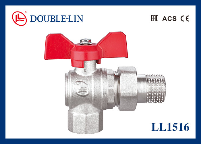 1/2 " đến 1 " Nam X Phụ nữ 25 Bar Brass Ball Valve Angle Type With Revolve Nut With T Handle
