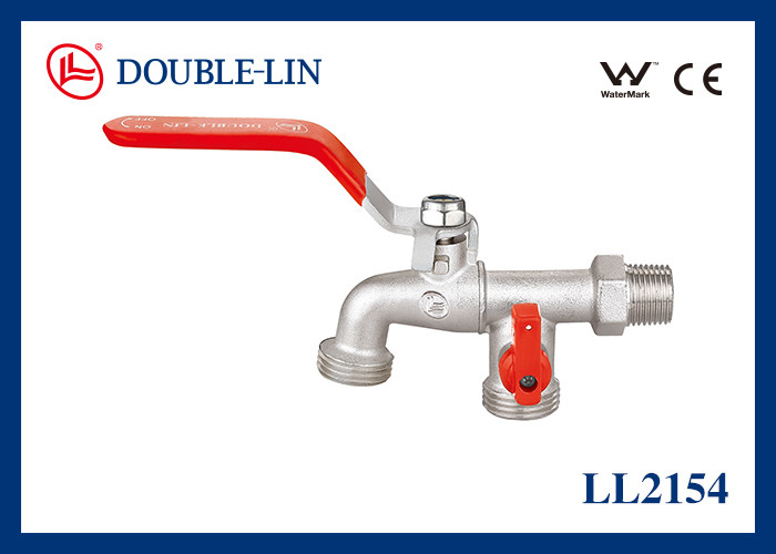 Vòi nước máy giặt bằng đồng thau 1/2" với tay cầm gạt nổi và loại thân có vòng đệm chữ O kép bằng PTFE