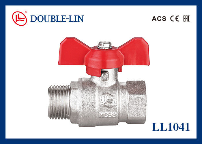 Van bi đồng thau 25 Bar với tay cầm chữ T, từ 1/4 " đến 1 1/4 "  Đực X Cái